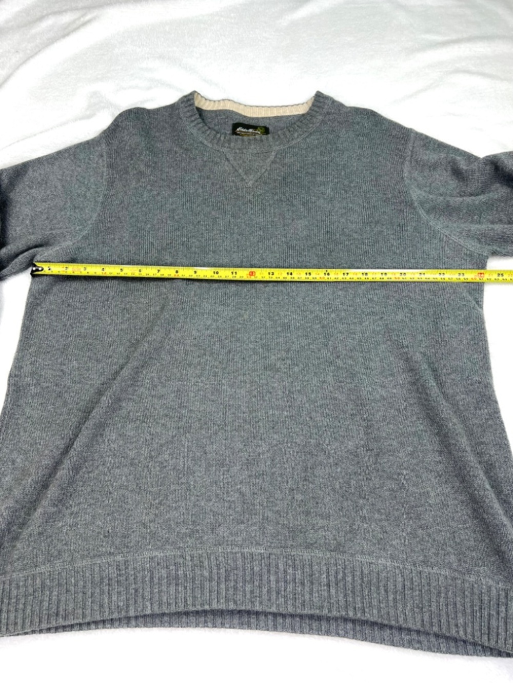 Eddie Bauer Classic Cotton Crewneck Sweater size XL Gray Academia Preppy Outdoor - Picture 8 of 8